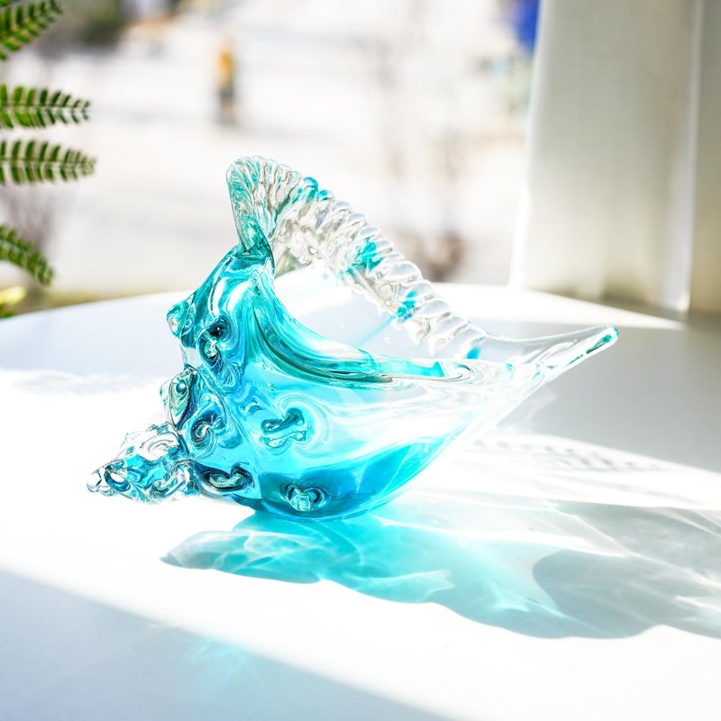 QFkris Blown Glass Conch Figurines, 8.2" Sea Glass Art Decor, Conch Shell Decorative Statues, Seashell Sculpture for Dining Tables, Entryways, Coffee Tables, Living Room, Shelf Fillers Valentines Day Gift - Image 2