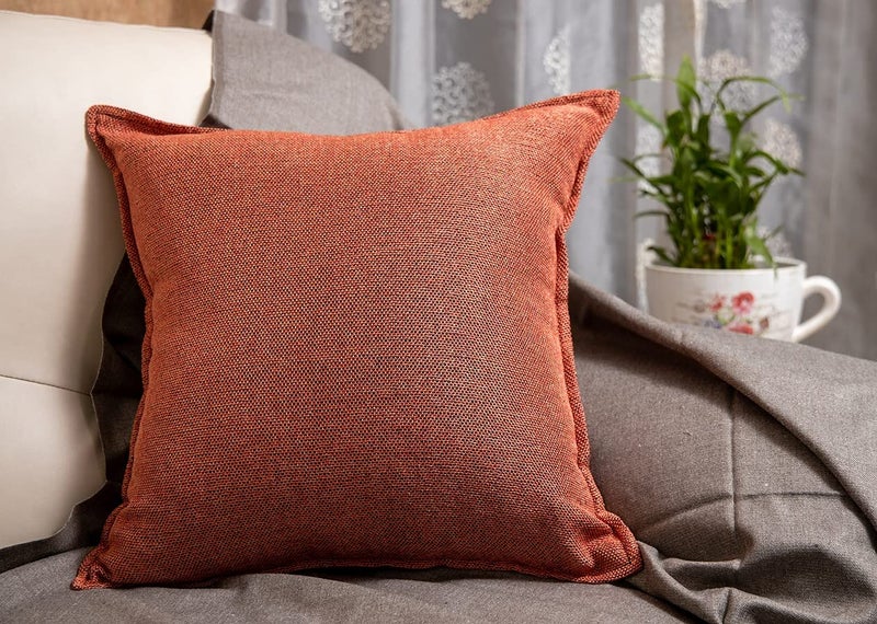 Khooti Decorative Jute Square Cushion Cover Throw Pillow Cover for Living Room Couch Diwan Single Seater Sofa, Colourful Modern Small 12 x 12 Inches / 30 x 30 cm (Colour - Orange)(Set of 2 Pieces) C2-50 TC - Image 2