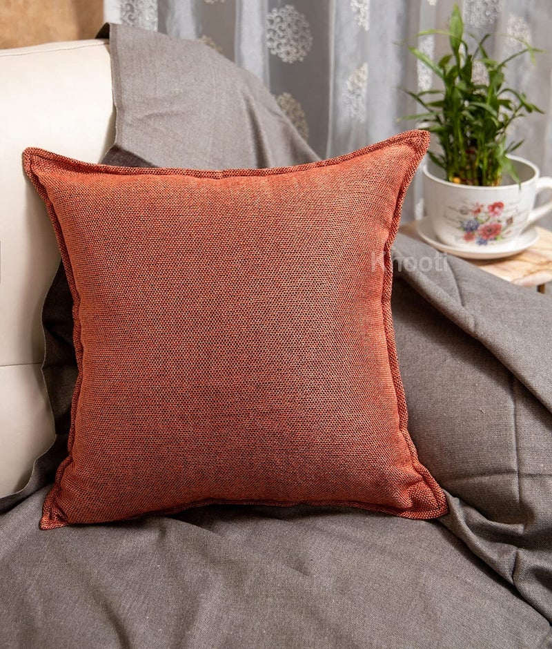 Khooti Decorative Jute Square Cushion Cover Throw Pillow Cover for Living Room Couch Diwan Single Seater Sofa, Colourful Modern Small 12 x 12 Inches / 30 x 30 cm (Colour - Orange)(Set of 2 Pieces) C2-50 TC - Image 5