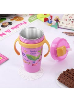 Nabhya Nabhya Snoozy Stainless Steel Sipper Water Bottle, BPA-Free Multi Cartoon Design Baby Sipper Kids Water Bottle with Straw and Both Side Handle Sipper Bottle for Kids (Purple)  - Image 1