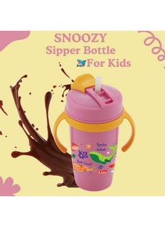 Nabhya Nabhya Snoozy Stainless Steel Sipper Water Bottle, BPA-Free Multi Cartoon Design Baby Sipper Kids Water Bottle with Straw and Both Side Handle Sipper Bottle for Kids (Purple)  - Image 3