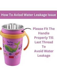 Nabhya Nabhya Snoozy Stainless Steel Sipper Water Bottle, BPA-Free Multi Cartoon Design Baby Sipper Kids Water Bottle with Straw and Both Side Handle Sipper Bottle for Kids (Purple)  - Image 2