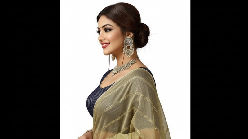 Bhochi Stylish Latest Katori Design Golden Foil Printed Blouse Stretchable Readymade Saree Blouses for Women Trendy Blouse Special for Festival - Image 3
