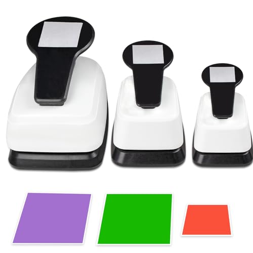 HKKYO Square Hole Puncher Square Paper Punch Shape Punches for Paper Crafts 0.7 inch Papers Punches 1.5 Squares Punch 1.9 Crafts Puncher for Scrapbooking Card Making - Image 1