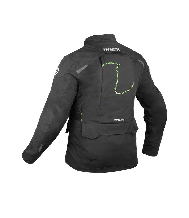 Rynox Advento Pro Jacket - Motorcycle Touring Jacket | Impact Protection | Abrasion Resistance - Black Hi-Viz Green, Medium - Image 2