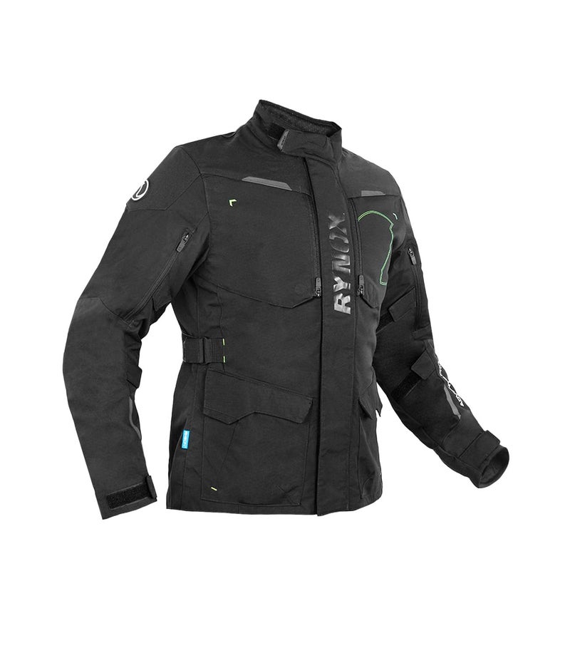 Rynox Advento Pro Jacket - Motorcycle Touring Jacket | Impact Protection | Abrasion Resistance - Black Hi-Viz Green, Medium - Image 1
