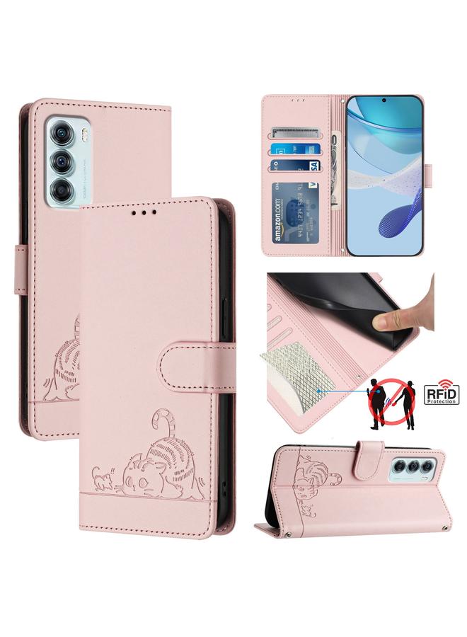 S-TOP Case For Motorola Edge S30/Moto G200 5G Cat Rat Embossed Pattern RFID Leather Phone Case with Lanyard - Image 1