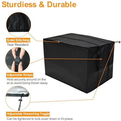 Demao Winter AC Covers for Outside, Air Conditioner Cover for Outside Window Insulation with 3 Layers, 420D Oxford Waterproof Dustproof Window AC Cover-21"W x 16"D x 15"H - Image 3