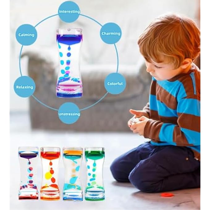 MAKINGTEC 3Pcs Colorful Oil Hourglass Liquid Motion Bubbler Timer, Fidget Toy, Desk Top, Colors May Vary Sensory Toys, Children's Activities - Image 4