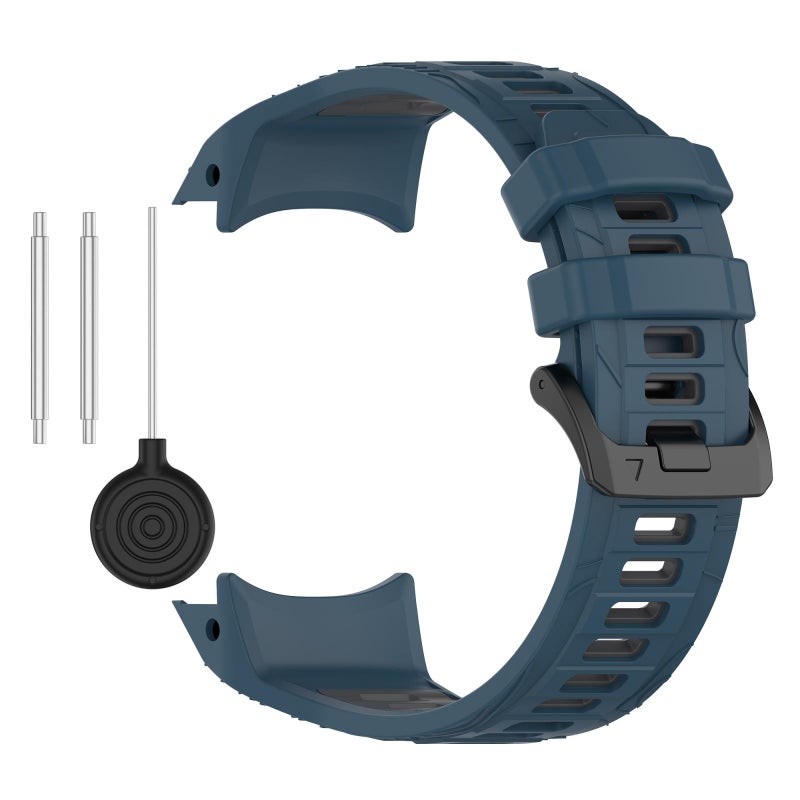 إيروريكس لساعة Garmin Instinct 3 Amoled / Solar 45 مم سوار سيليكون رياضي بلونين (أزرق + رمادي) - Image 3