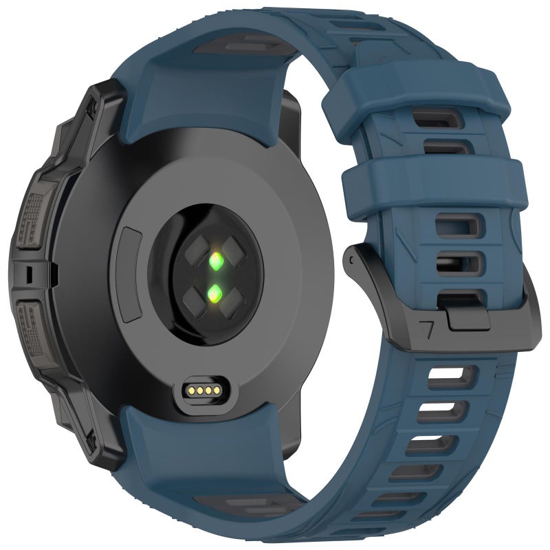 إيروريكس لساعة Garmin Instinct 3 Amoled / Solar 45 مم سوار سيليكون رياضي بلونين (أزرق + رمادي) - Image 2