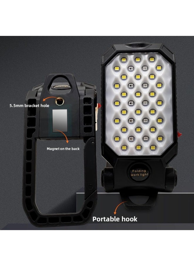 Generic Multi-functional Magnetic Folding Work Light Rechargeable Lighting Outdoor Emergency Maintenance Cob Work Light Strong Light-Color:W598B Small Size  - Image 3