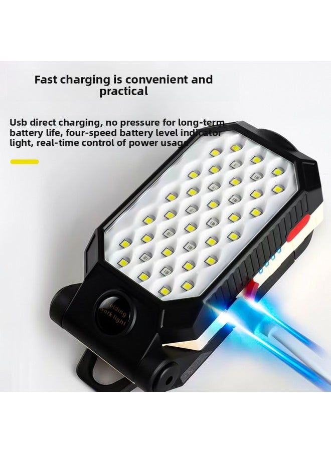 Generic Multi-functional Magnetic Folding Work Light Rechargeable Lighting Outdoor Emergency Maintenance Cob Work Light Strong Light-Color:W598B Small Size  - Image 5
