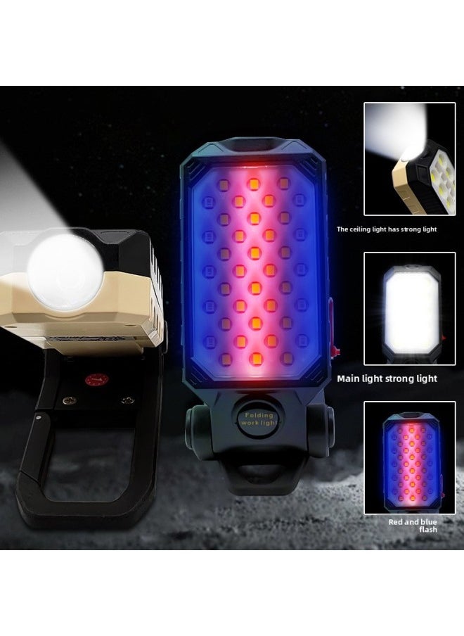 Generic Multi-functional Magnetic Folding Work Light Rechargeable Lighting Outdoor Emergency Maintenance Cob Work Light Strong Light-Color:W598B Small Size  - Image 4