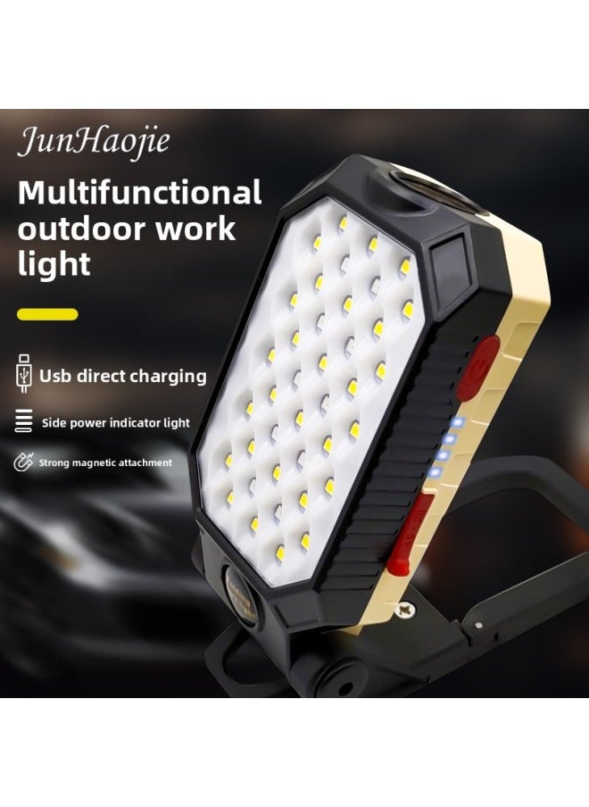 Generic Multi-functional Magnetic Folding Work Light Rechargeable Lighting Outdoor Emergency Maintenance Cob Work Light Strong Light-Color:W598B Small Size  - Image 2