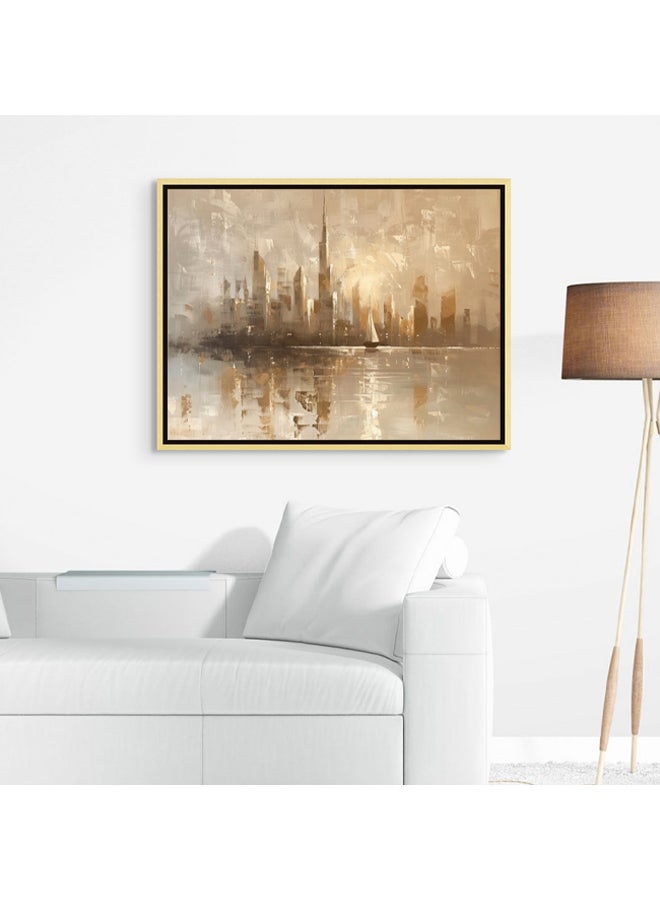 Art Decor Art Decor Framed Canvas Abstract Painting Print of Dubai Skyline Neutral Brown Colors Dubai Wall Art Print Wall Decor for Office Living Room Bedroom Gifting - Image 2