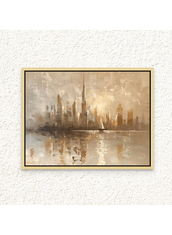 Art Decor Art Decor Framed Canvas Abstract Painting Print of Dubai Skyline Neutral Brown Colors Dubai Wall Art Print Wall Decor for Office Living Room Bedroom Gifting - Image 1