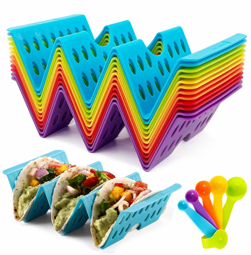 Aofure Taco Holders Set of 12 Taco Bar Serving Set for a Party Large Taco Trays Taco Holder Stand for Hard or Soft Taco Taco Plate Taco Tuesday Night Taco Rack