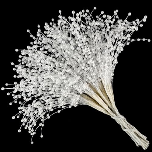 CHENXIN 50pcs Beaded Stick Bride Wedding Pearl Bouquet Party Decoration (White) - Image 1