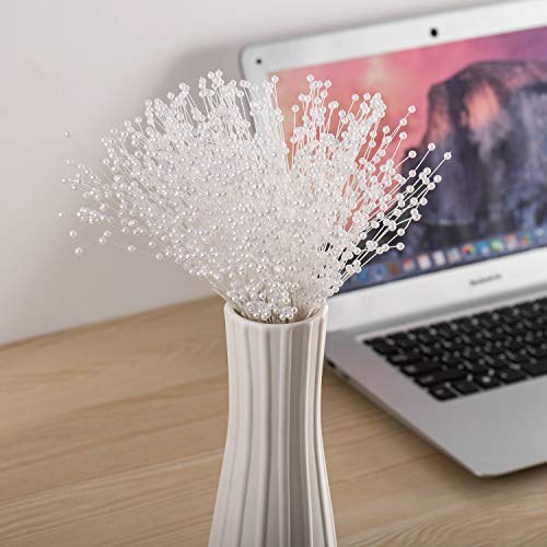 CHENXIN 50pcs Beaded Stick Bride Wedding Pearl Bouquet Party Decoration (White) - Image 4