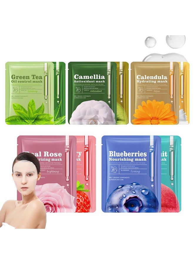 WYBLZPXZ 10 Pack Hydrating Face Masks Kitlong Lasting Moisturizing Face Mask Skin Care For Men & Womengentle Facial Mask For All Skin Types - Image 1