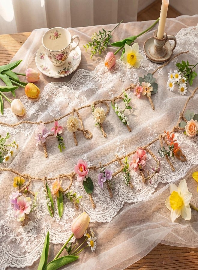 Norme 2 Pcs Wildflower Birthday Party Decorations Banner Metal 3D Flower Happy Birthday Garland Garden Spring Tea Fairy Party Decorations for 16 21st 30th 40th 50th 60th 70th - Image 2