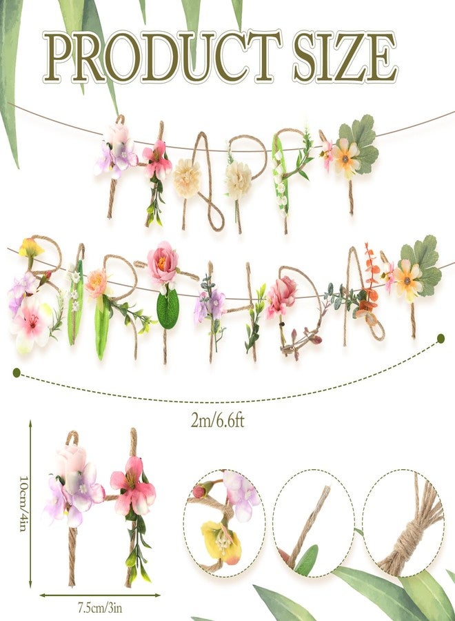 Norme 2 Pcs Wildflower Birthday Party Decorations Banner Metal 3D Flower Happy Birthday Garland Garden Spring Tea Fairy Party Decorations for 16 21st 30th 40th 50th 60th 70th - Image 3