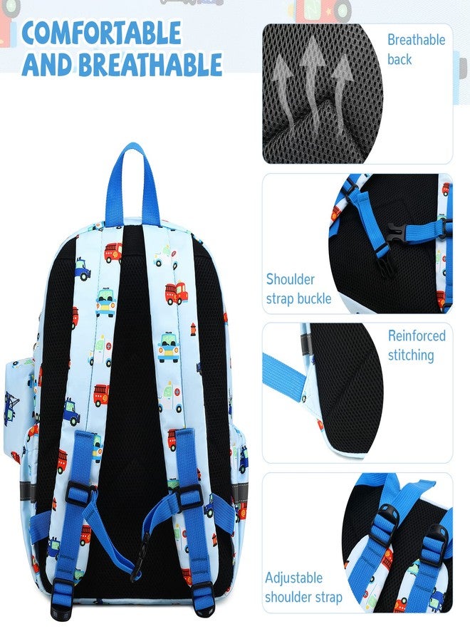 mygreen Toddler Backpack Car Colorful School Bus Kids Backpack for Boys and Girls Cute Bus Preschool Bag Kindergarten Schoolbag With Chest Strap Light Blue - Image 5