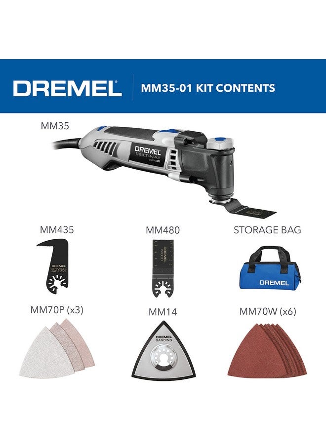 DREMEL Dremel Multi-Max 3.5 Amp Oscillating Tool Kit with Tool-LESS Accessory Change- Multitool with 12 Accessories- Compact Head & Angled Body- Drywall, Nails, Remove Grout & Sanding- MM35-01  - Image 3