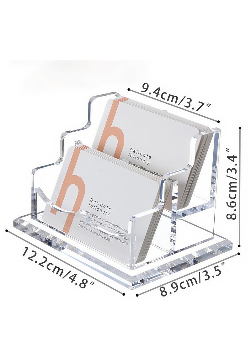 Acrylic Name Card Box, Office Desktop Business Card Display Box, Suitable for Office Desktop Business, Business Card Holder, Business Card Display Box, Clear Plastic Business Card Holder, Office Display, Can Hold 100 Cards (2 Layers, 2 Slots) - Image 2