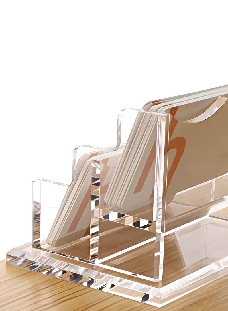 Acrylic Name Card Box, Office Desktop Business Card Display Box, Suitable for Office Desktop Business, Business Card Holder, Business Card Display Box, Clear Plastic Business Card Holder, Office Display, Can Hold 100 Cards (2 Layers, 2 Slots) - Image 3