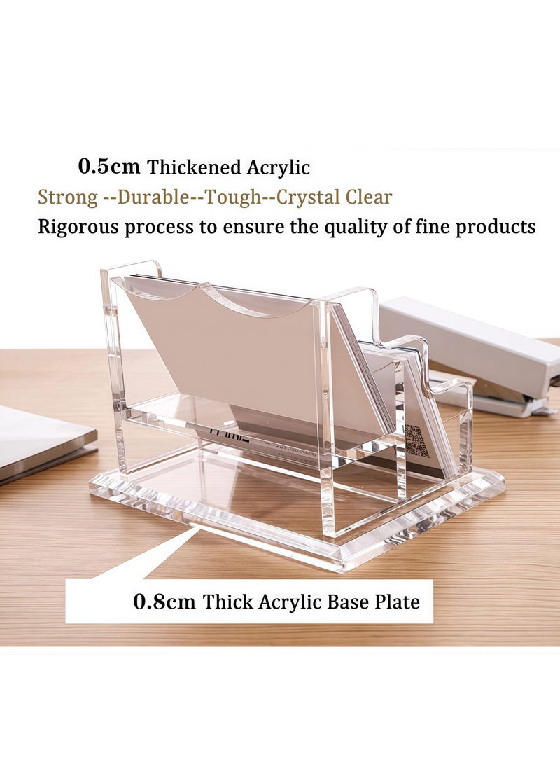 Acrylic Name Card Box, Office Desktop Business Card Display Box, Suitable for Office Desktop Business, Business Card Holder, Business Card Display Box, Clear Plastic Business Card Holder, Office Display, Can Hold 100 Cards (2 Layers, 2 Slots) - Image 5
