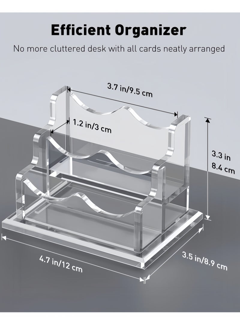 Acrylic Name Card Box, Office Desktop Business Card Display Box, Suitable for Office Desktop Business, Business Card Holder, Business Card Display Box, Clear Plastic Business Card Holder, Office Display, Can Hold 100 Cards (2 Layers, 2 Slots) - Image 2