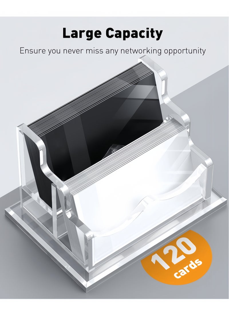 Acrylic Name Card Box, Office Desktop Business Card Display Box, Suitable for Office Desktop Business, Business Card Holder, Business Card Display Box, Clear Plastic Business Card Holder, Office Display, Can Hold 100 Cards (2 Layers, 2 Slots) - Image 4