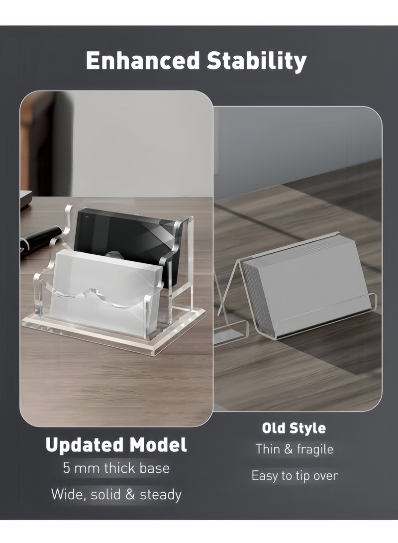 Acrylic Name Card Box, Office Desktop Business Card Display Box, Suitable for Office Desktop Business, Business Card Holder, Business Card Display Box, Clear Plastic Business Card Holder, Office Display, Can Hold 100 Cards (2 Layers, 2 Slots) - Image 5