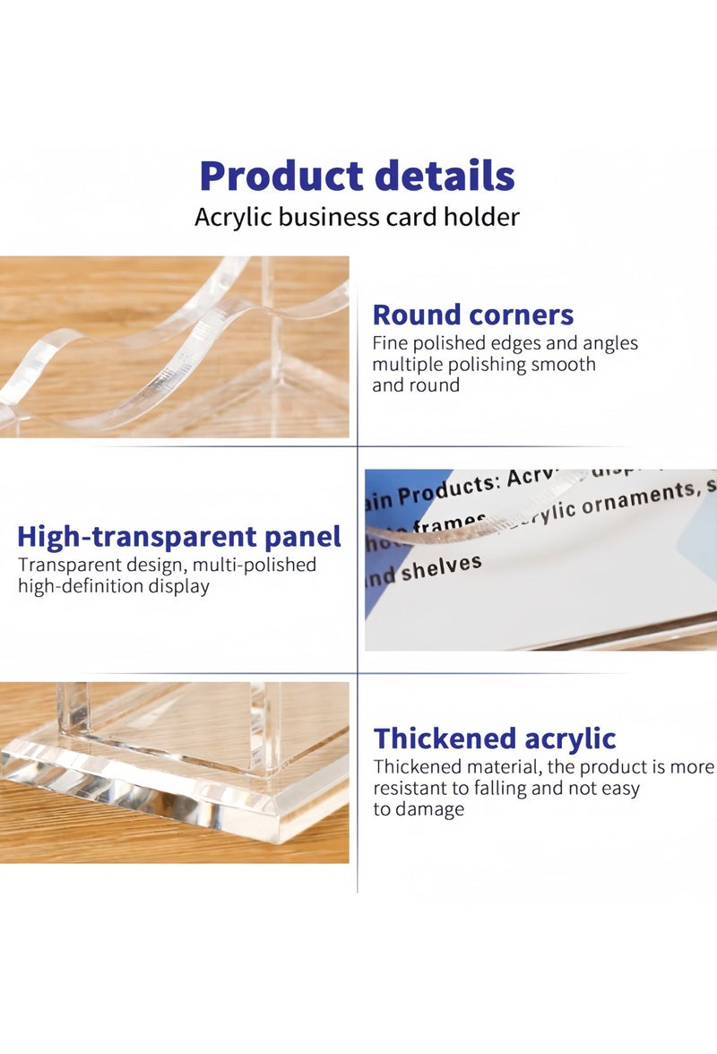صندوق بطاقات تعريفية من الأكريليك، صندوق عرض بطاقات العمل للمكتب، مناسب لمكاتب العمل، حامل بطاقات العمل، صندوق عرض بطاقات العمل، حامل بطاقات عمل بلاستيكي شفاف، مناسب للاستخدام المكتبي، يتسع لـ 100 بطاقة (طبقتان، فتحتان). - Image 3