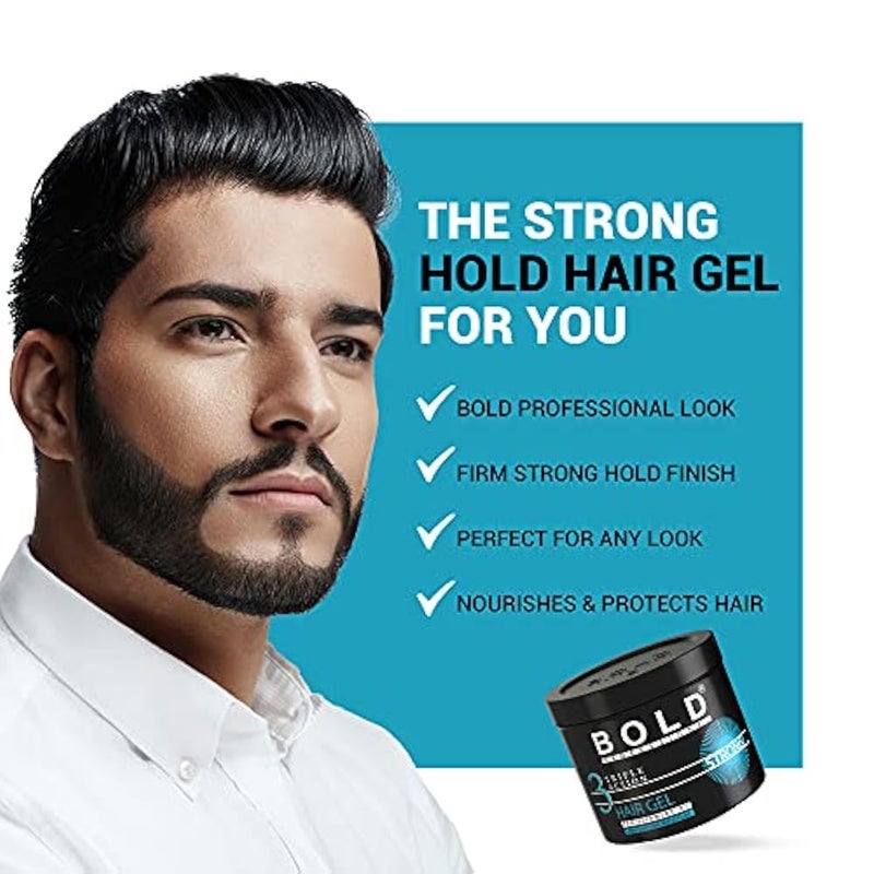 Bold Professional Triple Action Strong Hair Gel - Pro Vitamin B5 - Long-Lasting Shine - Strong - 250 Ml - Image 4