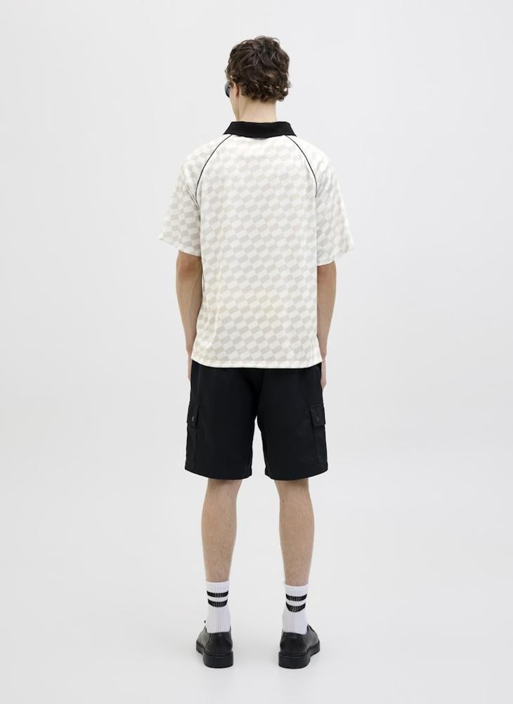 JACK & JONES - JCORETREAT AOP MESH OPEN COLLAR POLO SS - Image 1