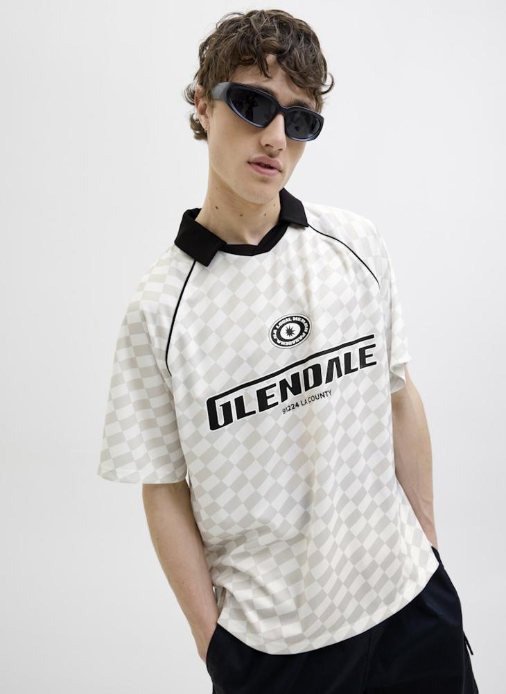 JACK & JONES - JCORETREAT AOP MESH OPEN COLLAR POLO SS - Image 1