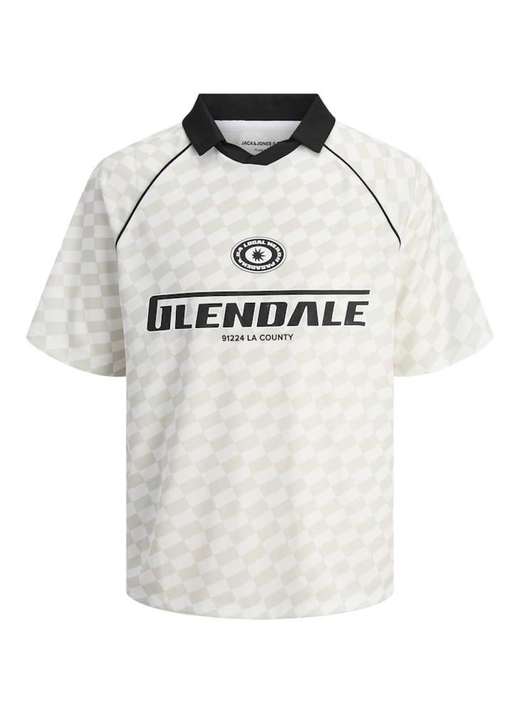 JACK & JONES - JCORETREAT AOP MESH OPEN COLLAR POLO SS - Image 1