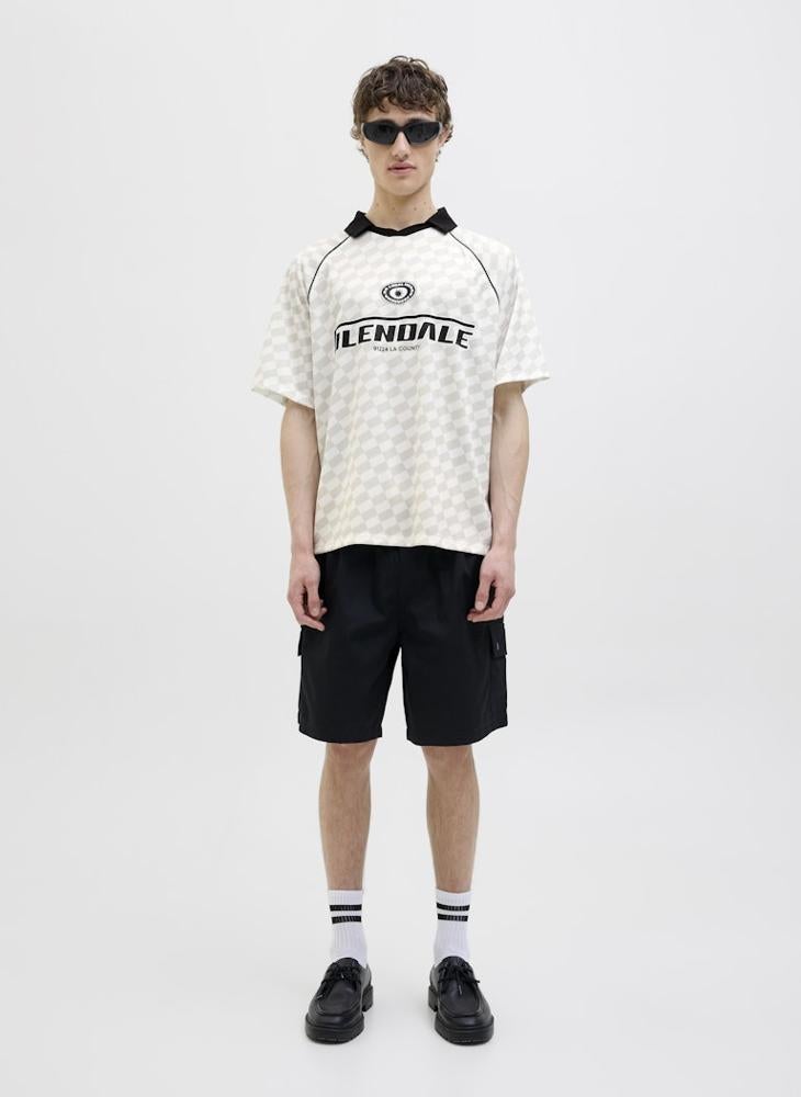JACK & JONES - JCORETREAT AOP MESH OPEN COLLAR POLO SS - Image 1