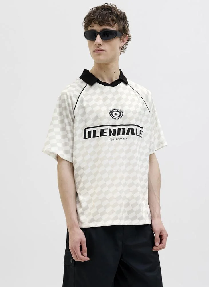 JACK & JONES Jcoretreat Aop Mesh Open Collar Polo Shirt