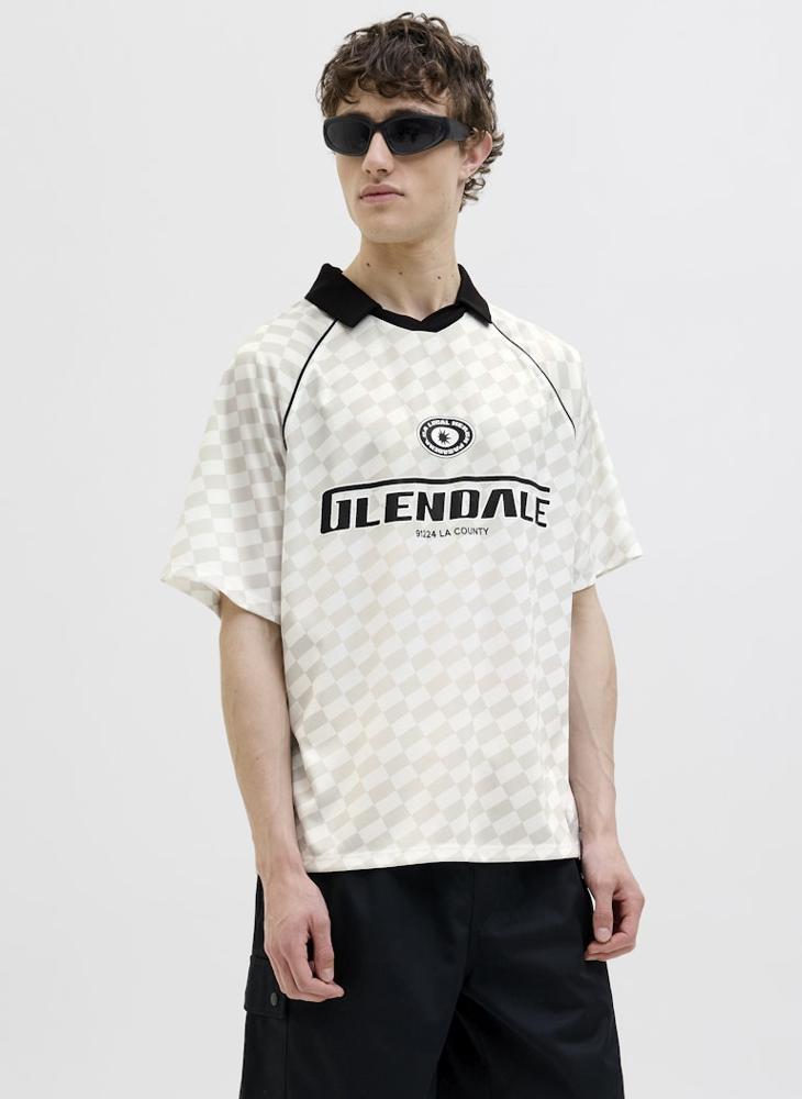 JACK & JONES - JCORETREAT AOP MESH OPEN COLLAR POLO SS - Image 1