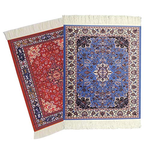 kotoyas Rug Mouse Pad, 2 Pack Woven Rug Bohemian Style Carpet Mouse Pad for Table Décor - Image 1