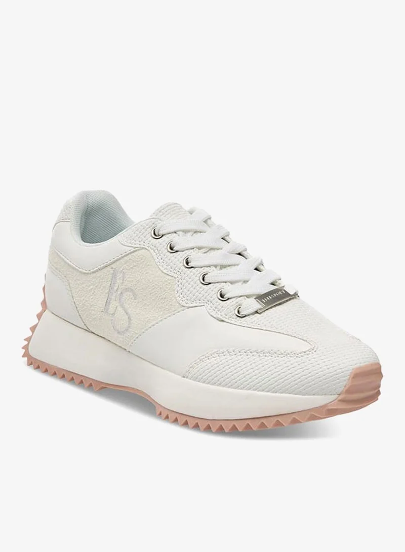 ELLE Women's Logo Detail Sneakers with Lace-Up Closure