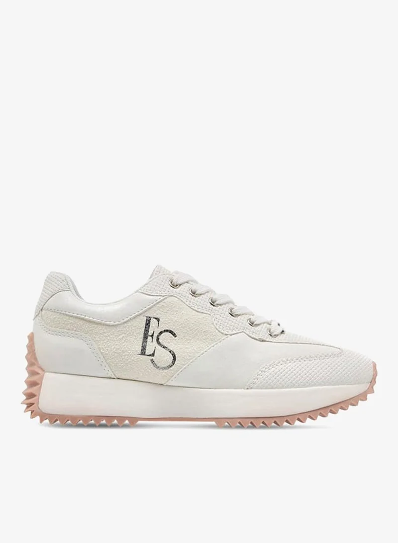 ELLE Women's Logo Detail Sneakers with Lace-Up Closure