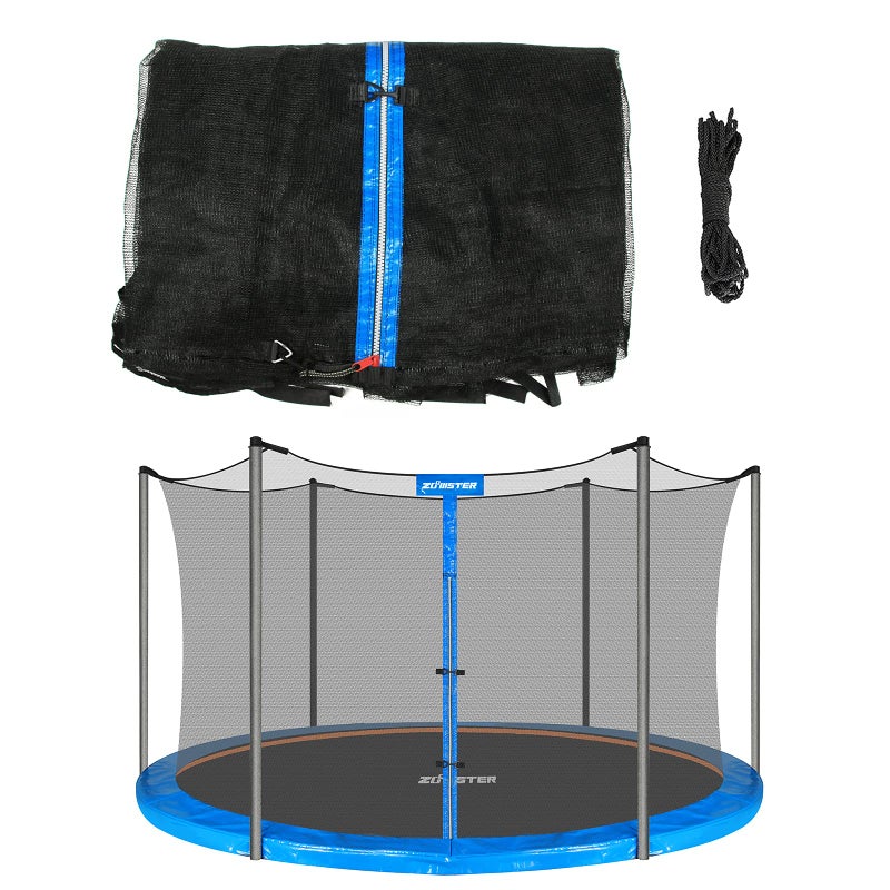 Zoomster 12 FT Trampoline Replacement Safety Enclosure Net for 6 Straight Poles Round Frame Trampolines, Breathable and Weather-Resistant with Adjustable Straps(NET ONLY) - Image 1