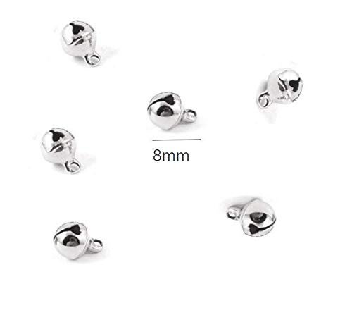 LASSUM 200PCS 8mm Jingle Bells Small Bell Mini Bells for DIY Bracelet Anklets Necklace Knitting/Jewelry Making (Silver) - Image 2