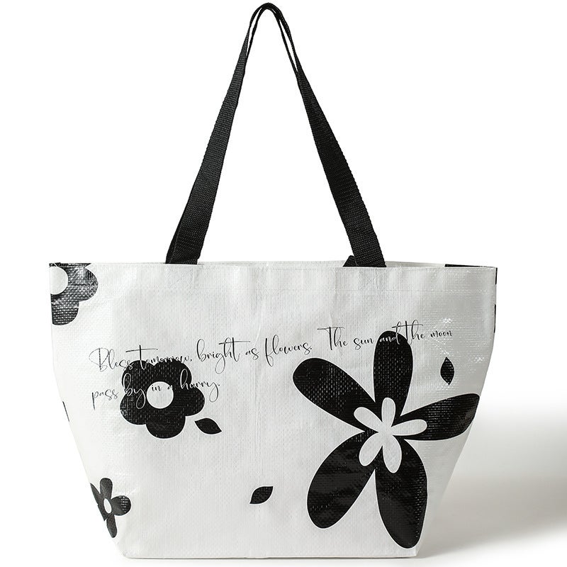 2023 Foldable Travel Tote Bag Ins Style Large white flowers 