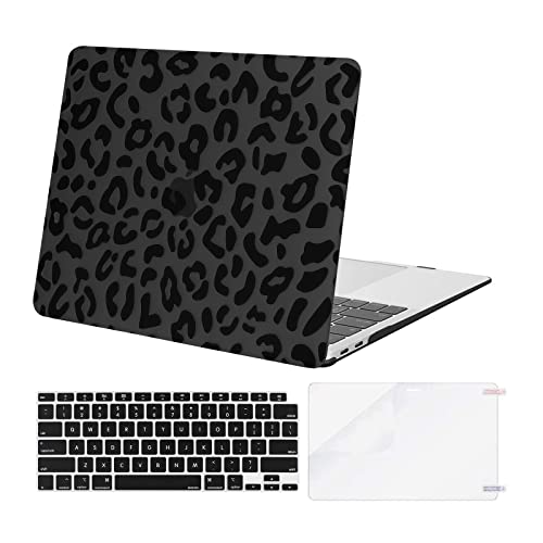 MOSISO Compatible with MacBook Air 13 inch Case 2022 2021 2020 2019 2018 Release A2337 M1 A2179 A1932 Retina Display Plastic Leopard Grain Hard Shell CaseKeyboard CoverScreen Protector Black - Image 1